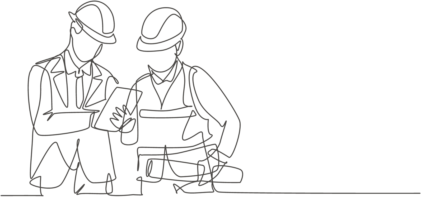 Un planner et un technicien préparent ensemble l'intervention, fiche de travaux en main